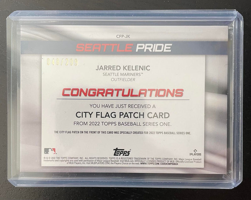2022 TOPPS SERIES ONE - BLACK - CITY FLAG PATCH CARD - J. KELENIC - #CFP-JK - #'D/299 - RELIC
