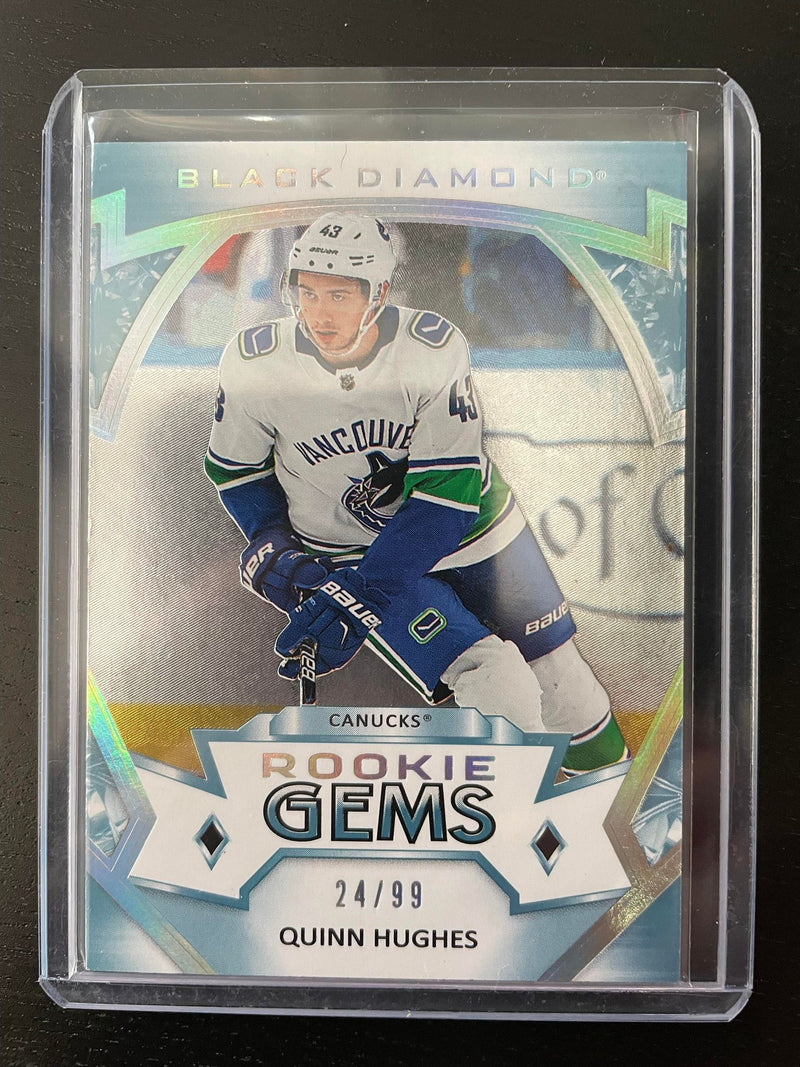 2019 UPPER DECK BLACK DIAMOND - ROOKIE GEMS - Q. HUGHES - #RG-QH - #'D/99 - RC