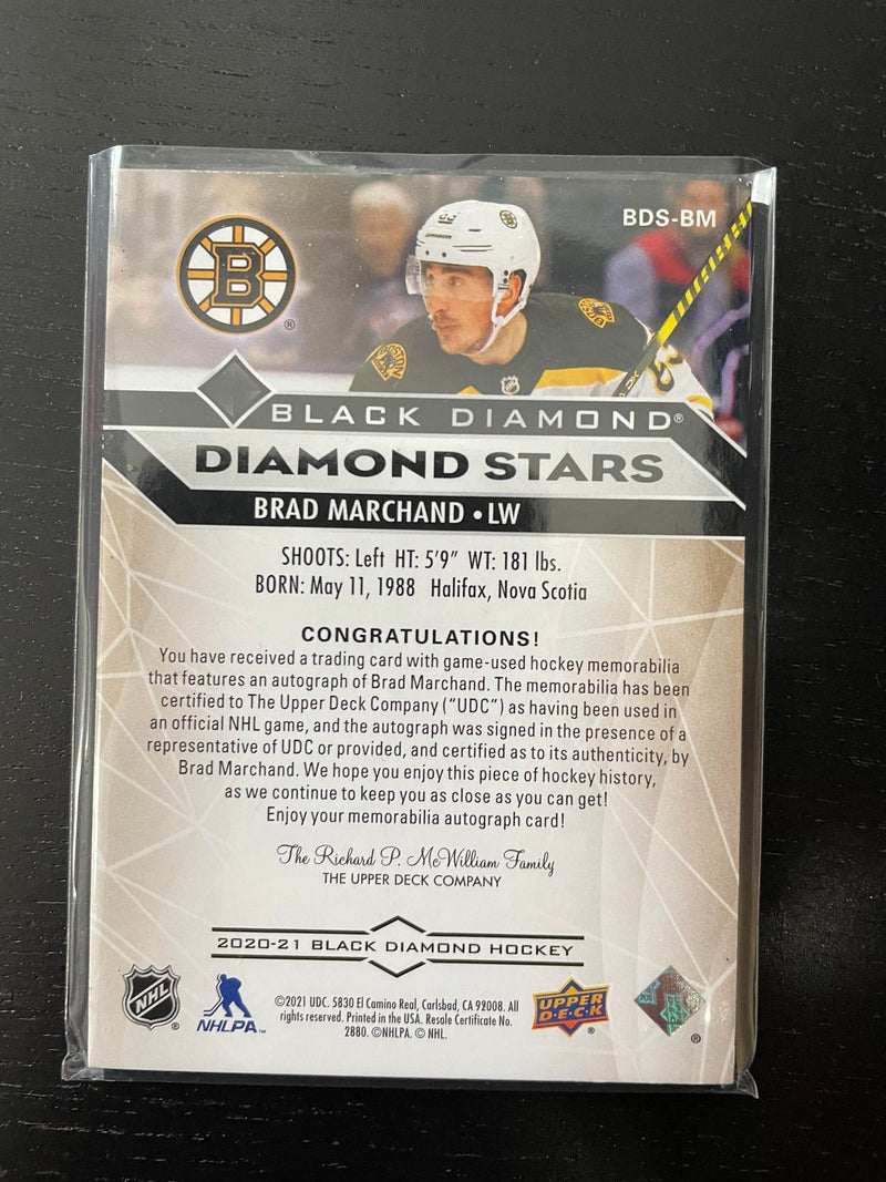 2020 UPPER DECK BLACK DIAMOND - DIAMOND STARS - B. MARCHAND - #BDS-BM - #'D/25 - RELIC - AUTOGRAPH