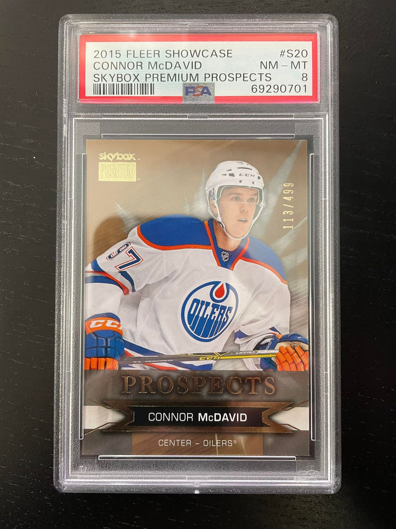 2015 FLEER SHOWCASE - SKYBOX PREMIUM - PROSPECTS - C. MCDAVID - #S20 - #'D/499 - PSA 8 - RC