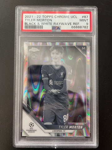 2021 TOPPS CHROME UCL - BLACK & WHITE RAYWAVE REFRACTOR - T. MORTON - #87 - PSA 9 - RC***