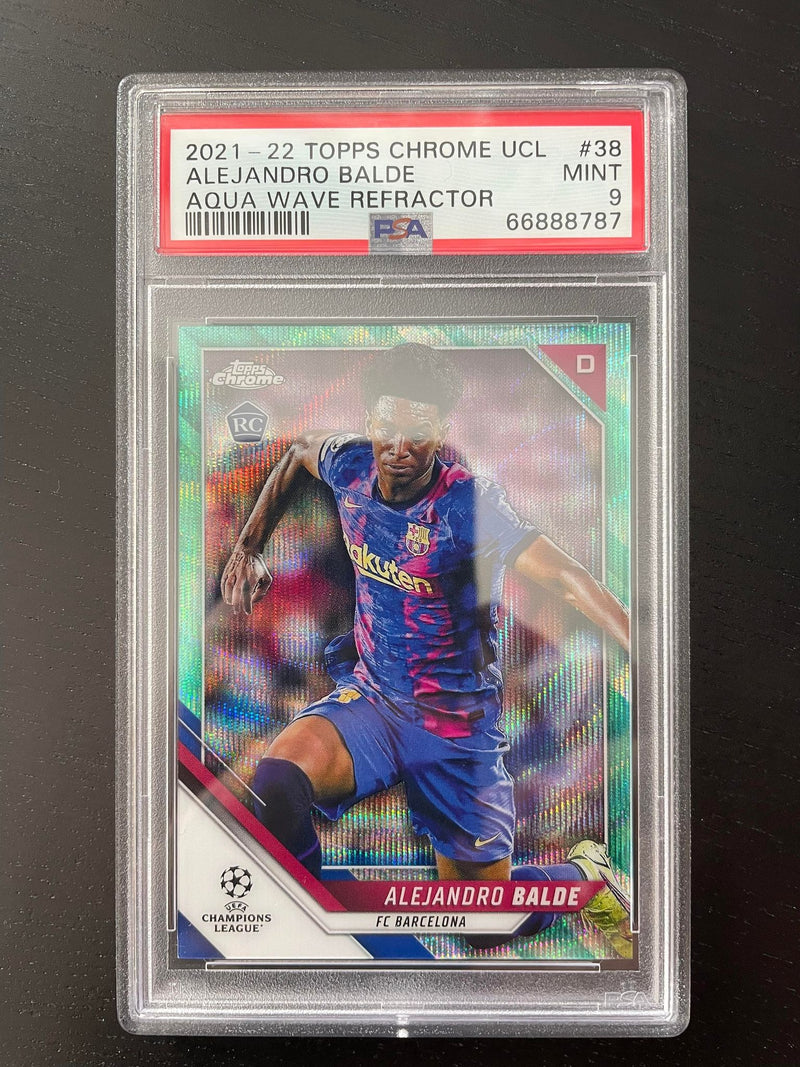 2021 TOPPS CHROME UCL - AQUA WAVE REFRACTOR - A. BALDE - #38 - #'D/199 - PSA 9 - RC***