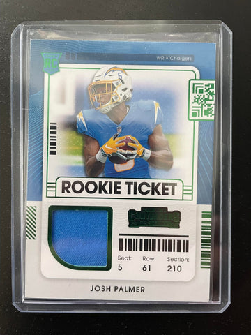 2021 PANINI CONTENDERS - GREEN FOIL - ROOKIE TICKET - J. PALMER - #RTS-JPA - RELIC - RC