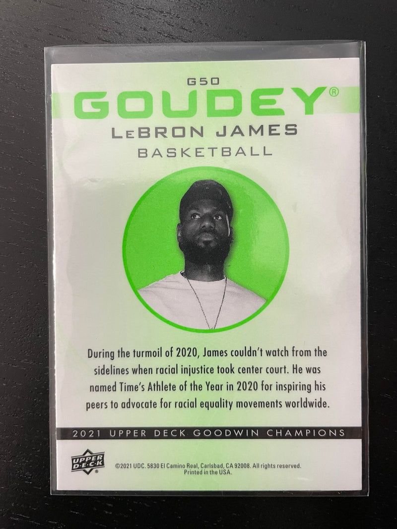 2021 UPPER DECK GOODWIN CHAMPIONS - NEON GREEN - GOUDEY - L. JAMES -