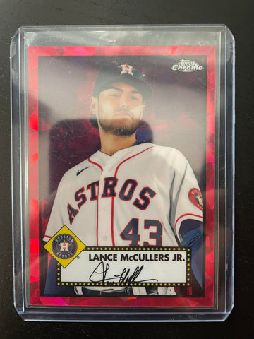 2021 TOPPS CHROME PLATINUM ANNIVERSARY - RED CRACKED ICE PRIZM - L. McCULLERS JR. - #404 - #'D/100