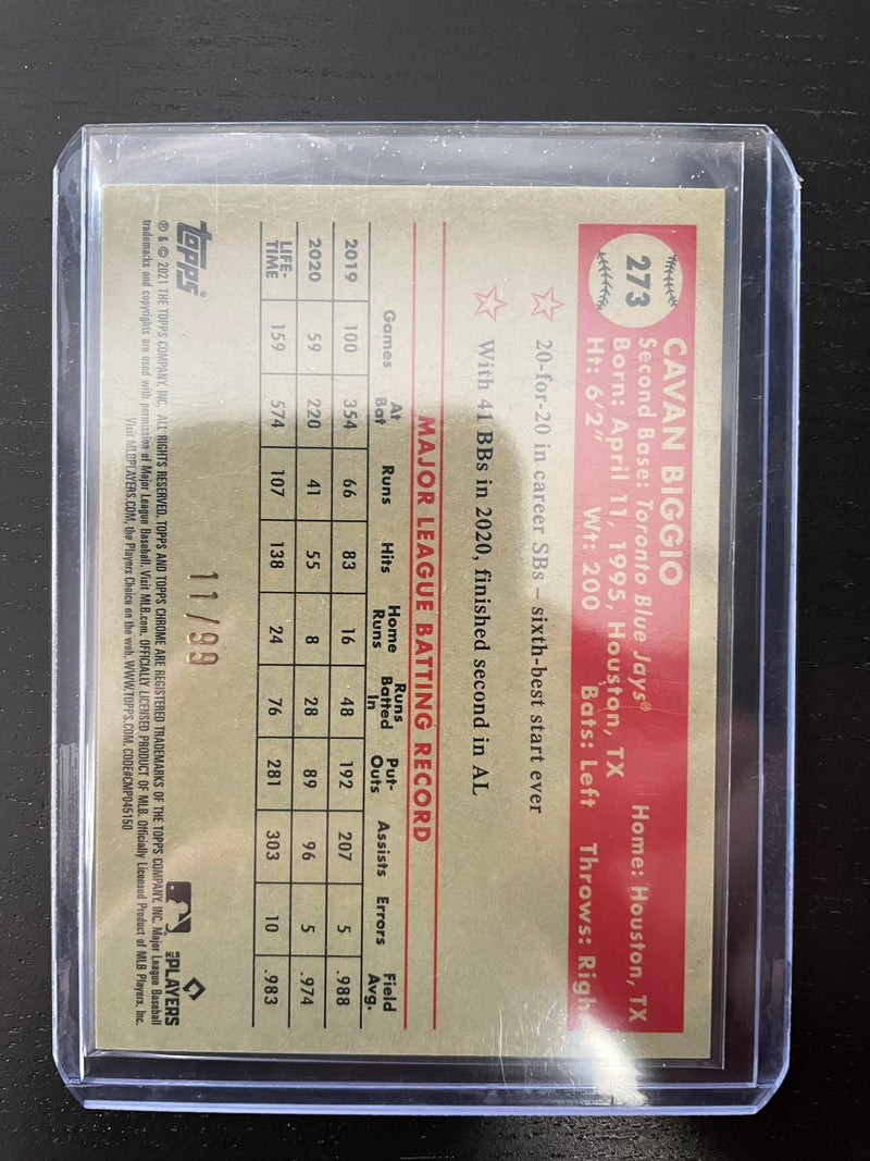 2021 TOPPS CHROME PLATINUM ANNIVERSARY SERIES - GREEN & YELLOW REFRACTOR - C. BIGGIO - #273 - #'D/99