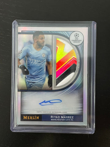 2022 TOPPS MERLIN CHROME UEFA - MATCH BALL - R. MAHREZ - #MB-RB - AUTOGRAPH - GAME USED BALL RELIC