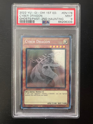 YU-GI-OH - GHOSTS FROM THE PAST 2ND HAUNTING - CYBER DRAGON - GHOST RARE - #EN178 - PSA 9