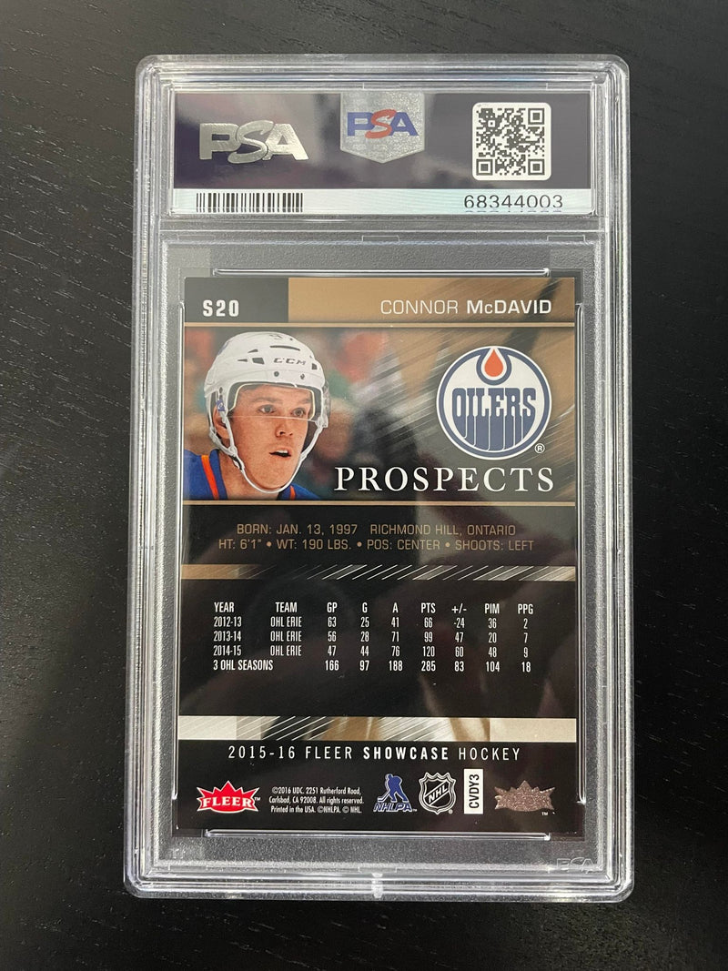 2015 FLEER SHOWCASE - SKYBOX PREMIUM - PROSPECTS - C. MCDAVID - #S20 - #'D/499 - PSA 8 - RC