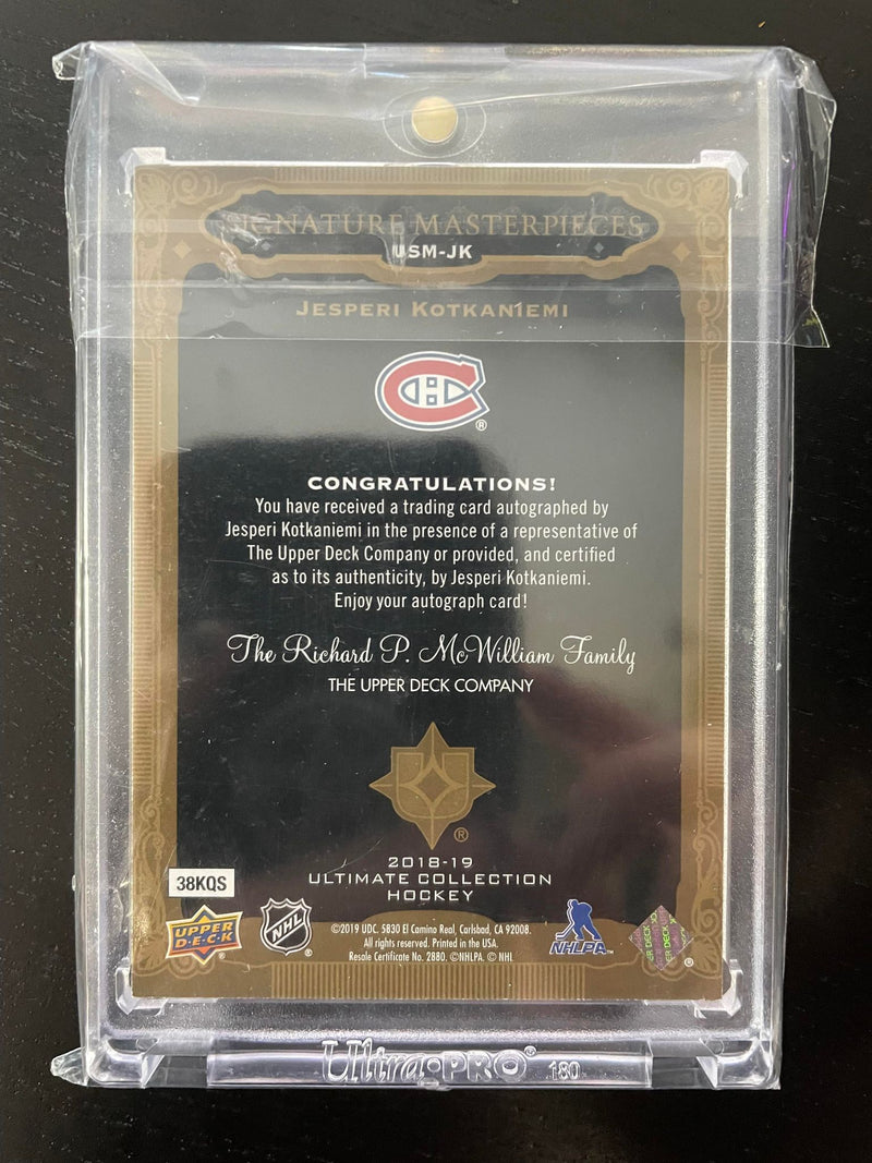 2018 UPPER DECK ULTIMATE COLLECTION - SIGNATURE MASTERPIECES - J. KOTKANIEMI -