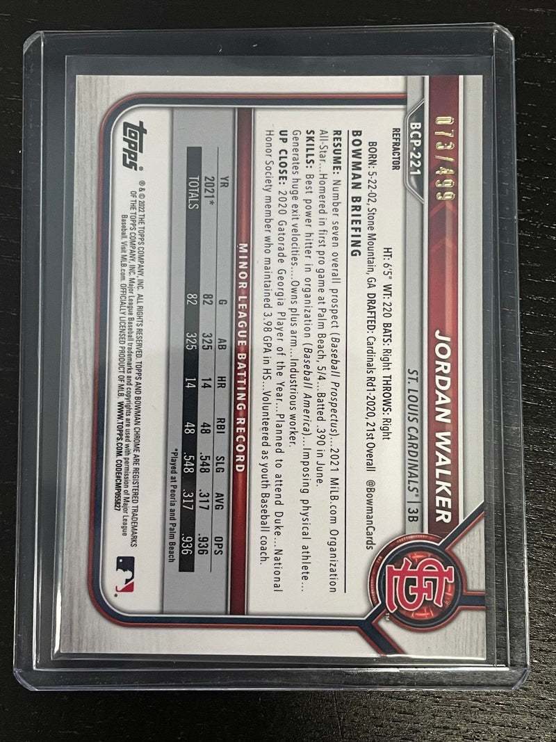 2022 TOPPS BOWMAN CHROME - REFRACTOR - J. WALKER - #BCP-221 - #'D/499