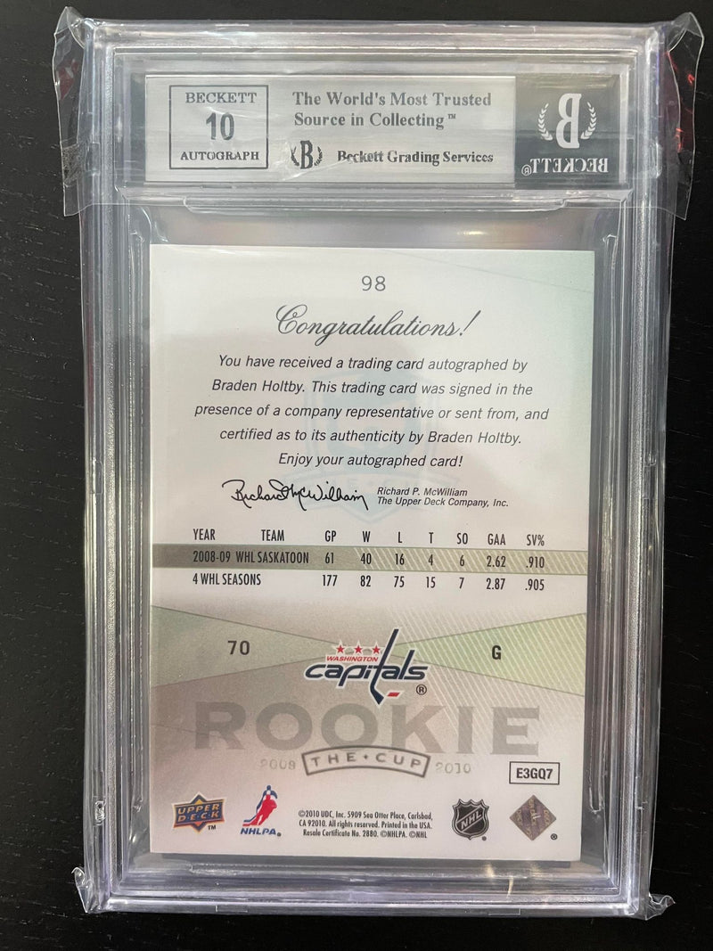 2009 UPPER DECK THE CUP - B. HOLTBY - #98 - #'D/199 - BGS 8.5 - AUTOGRAPH BGS 10 - RC