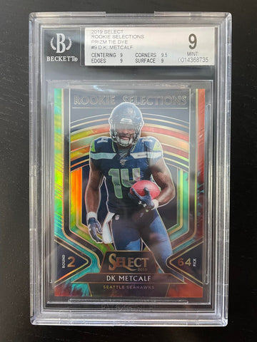 2019 PANINI SELECT - ROOKIE SELECTIONS - PRIZM TIE DYE - D. METCALF - #9 - #'D/25 - BGS 9 - RC