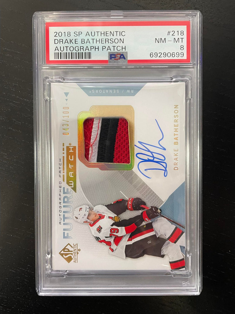 2018 UPPER DECK SP AUTHENTIC - FUTURE WATCH PATCH AUTO - D. BATHERSON - #218 - #'D/100 - AUTOGRAPH - RELIC - PSA 8 - RC