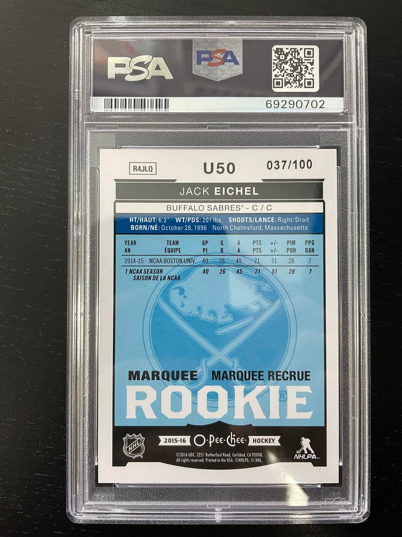 2015 O-PEE-CHEE UPDATE - RAINBOW FOIL BLACK - J. EICHEL - #U50 - #'D/100 - PSA 9 - RC