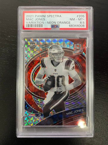 2021 PANINI SPECTRA - VARIATION NEON ORANGE - M. JONES - #205 - #'D/10 - PSA 8.5 - RC