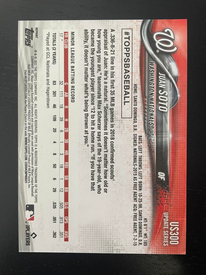 2022 TOPPS UPDATE SERIES - BOX TOPPER - JUMBO REPRINT - J. SOTO -