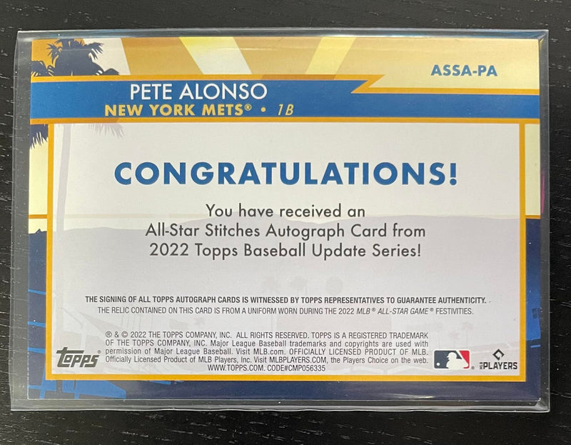 2022 TOPPS UPDATE - ALL-STAR STITCHES - P. ALONSO - #ASSA-PA - #'D/25 - RELIC - AUTOGRAPH