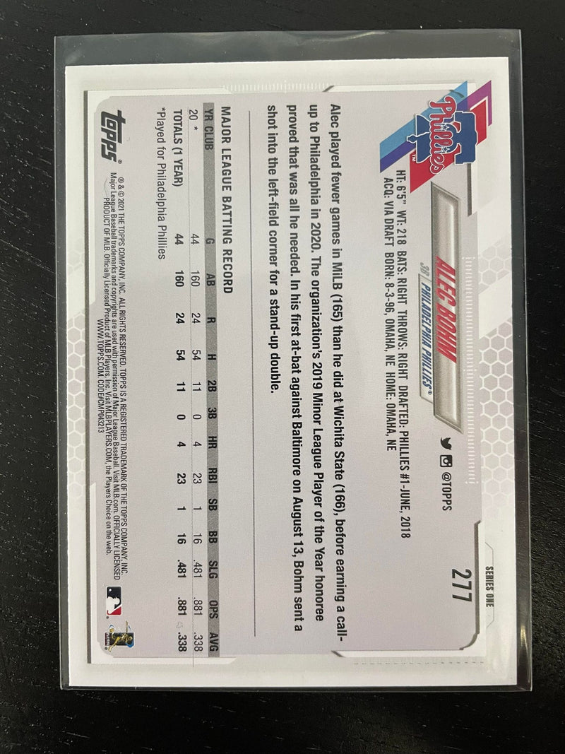 2021 TOPPS SERIES ONE - 70 TOPPS - A. BOHM -