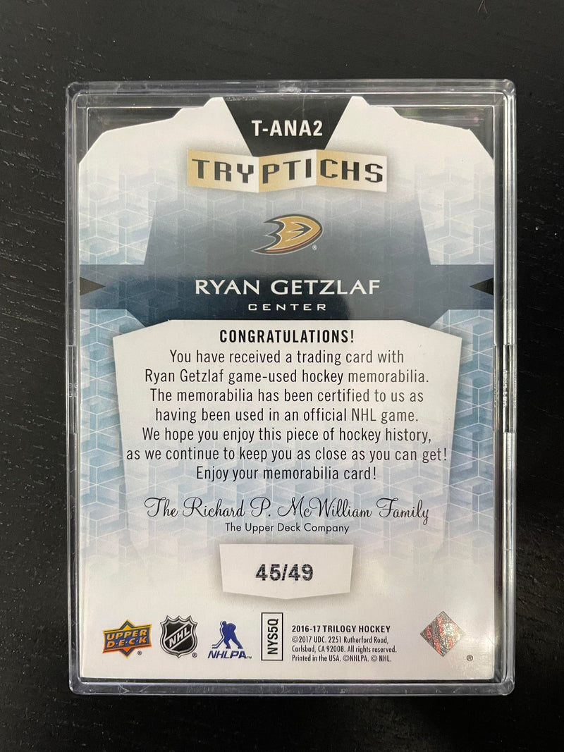 2016 UPPER DECK TRILOGY - TRYPTICHS - R. GETZLAF - #T-ANA2 - #'D/49 - RELIC