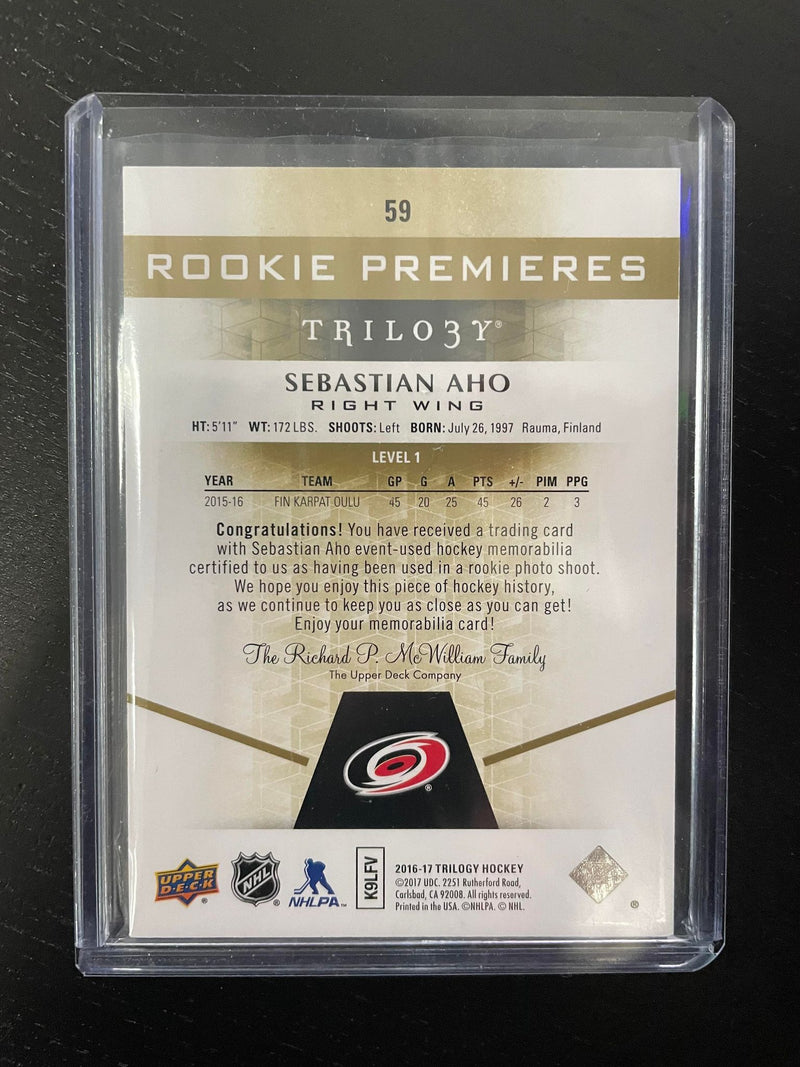 2016 UPPER DECK TRILOGY - ROOKIE PREMIERES - S. AHO - #59 - #'D/399 - RELIC - RC