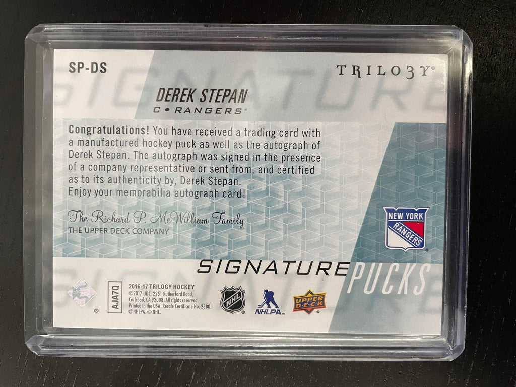 2016 Upper Deck Trilogy Signature Pucks Team Logo /17 Derek Stepan #SP-DS  Auto