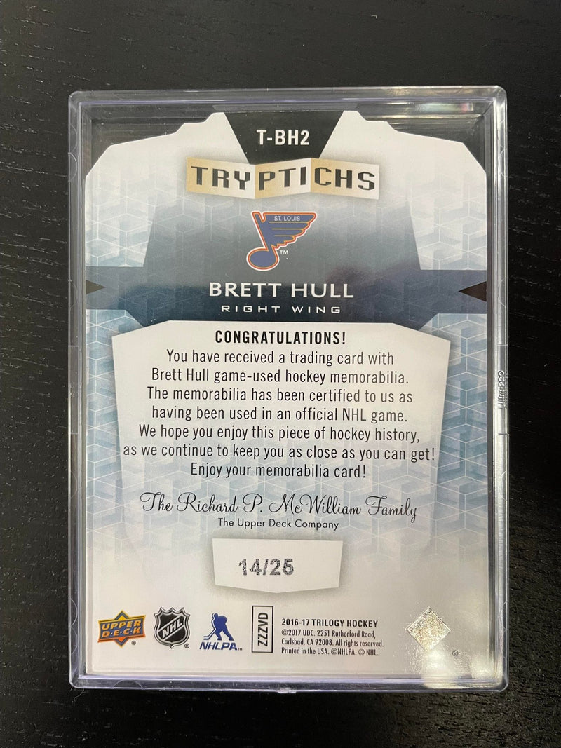 2016 UPPER DECK TRILOGY - TRYPTICHS - B. HULL - #T-BH2 - #'D/25 - STICK RELIC