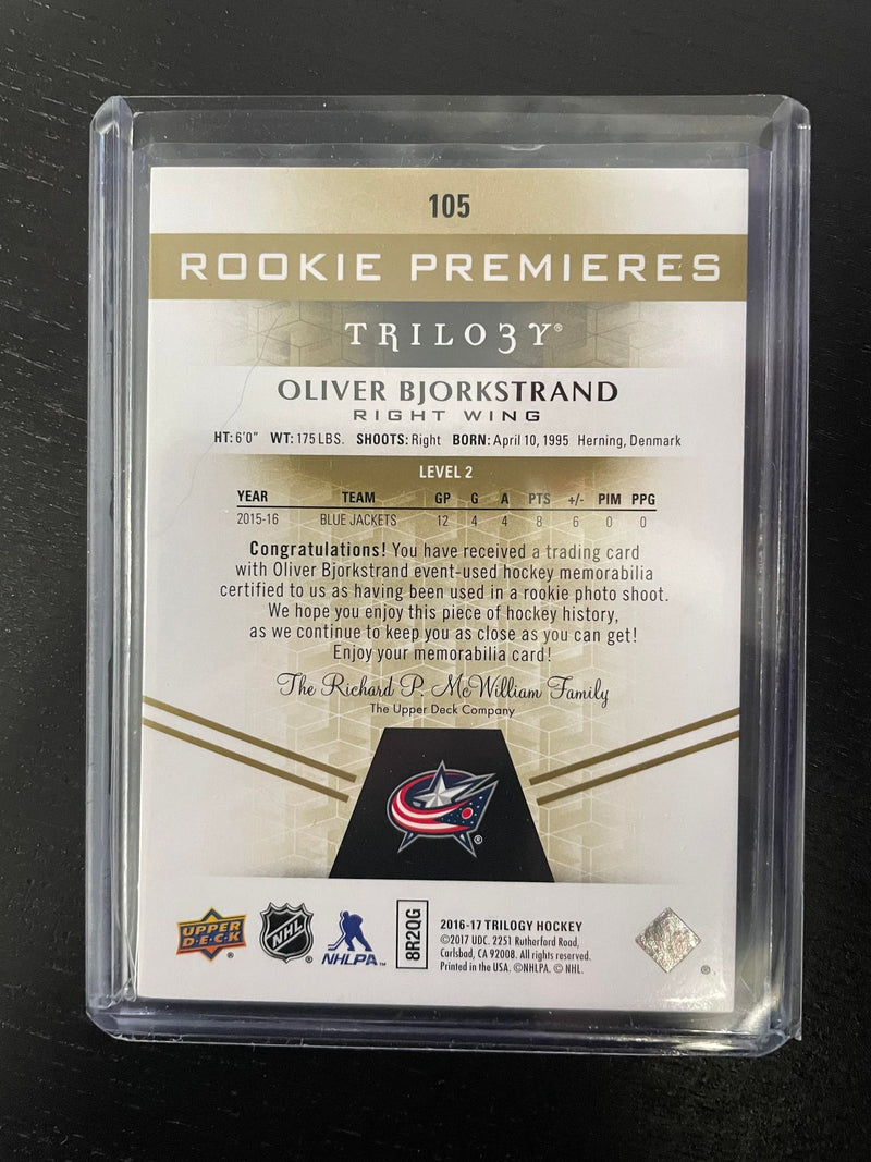 2016 UPPER DECK TRILOGY - ROOKIE PREMIERES - O. BJORKSTRAND - #105 - #'D/35 - RELIC - RC