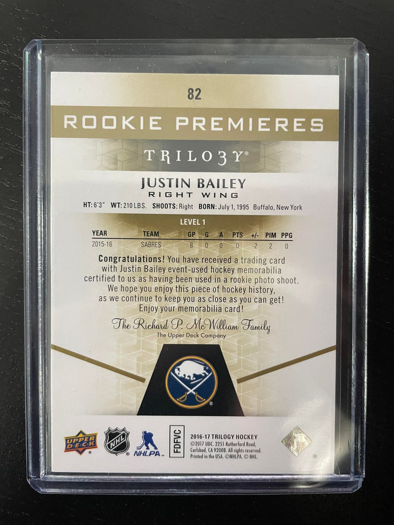2016 UPPER DECK TRILOGY - ROOKIE PREMIERES - J. BAILEY - #82 - #'D/399 - RELIC - RC
