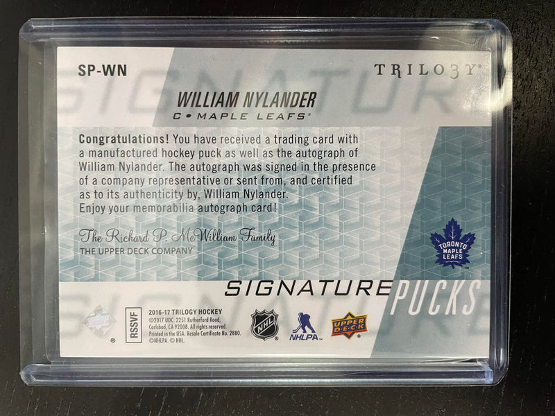 2016 UPPER DECK TRILOGY - SIGNATURE PUCKS - W. NYLANDER -