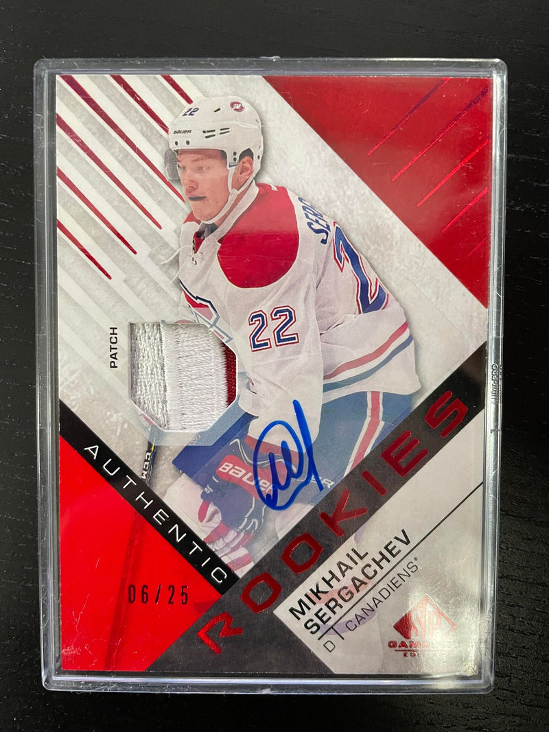 2016 UPPER DECK SP GAME USED - RED - AUTHENTIC ROOKIES - M. SERGACHEV - #111 - #'D/25 - RELIC - AUTOGRAPH - RC