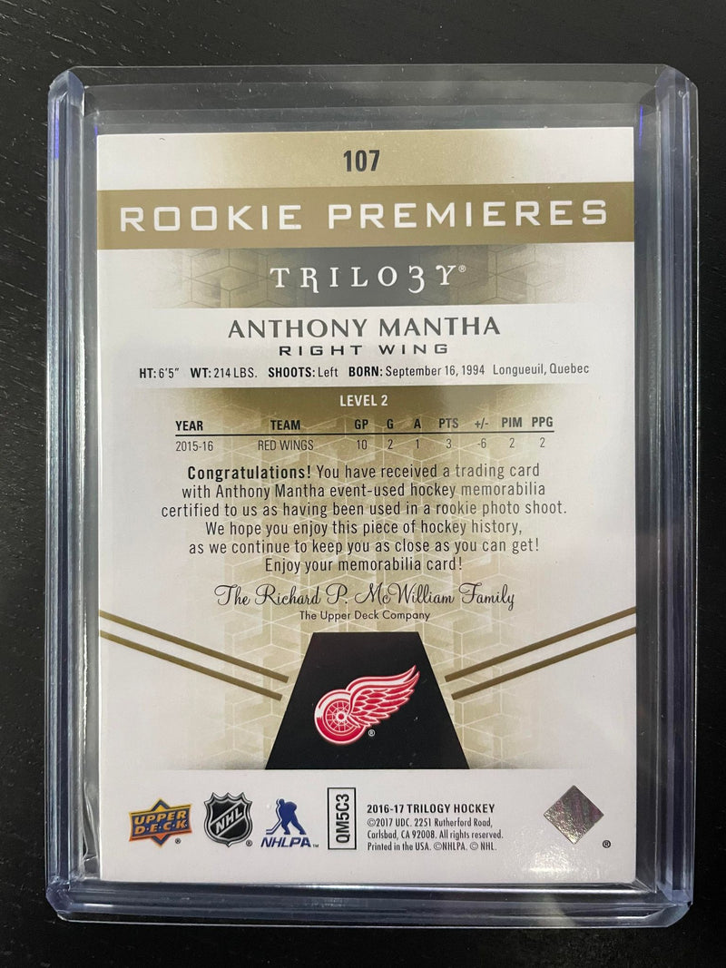 2016 UPPER DECK TRILOGY - ROOKIE PREMIERES - A. MANTHA - #107 - #'D/35 - RELIC - RC