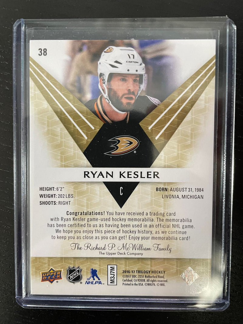 2016 UPPER DECK TRILOGY - R. KESLER - #38 - #'D/223 - RELIC