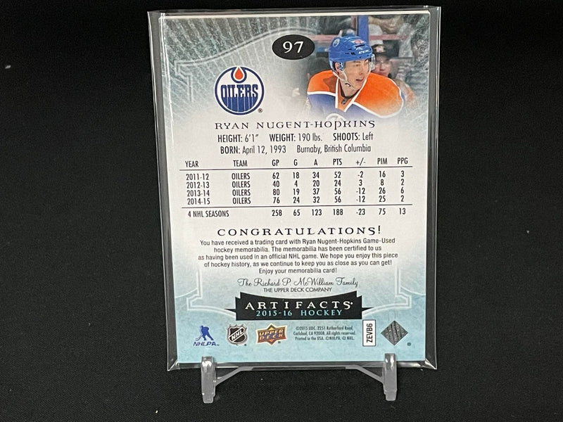 2015 UPPER DECK ARTIFACTS - GOLD - R. NUGENT-HOPKINS - #97 - #'D/10 - DUAL RELIC