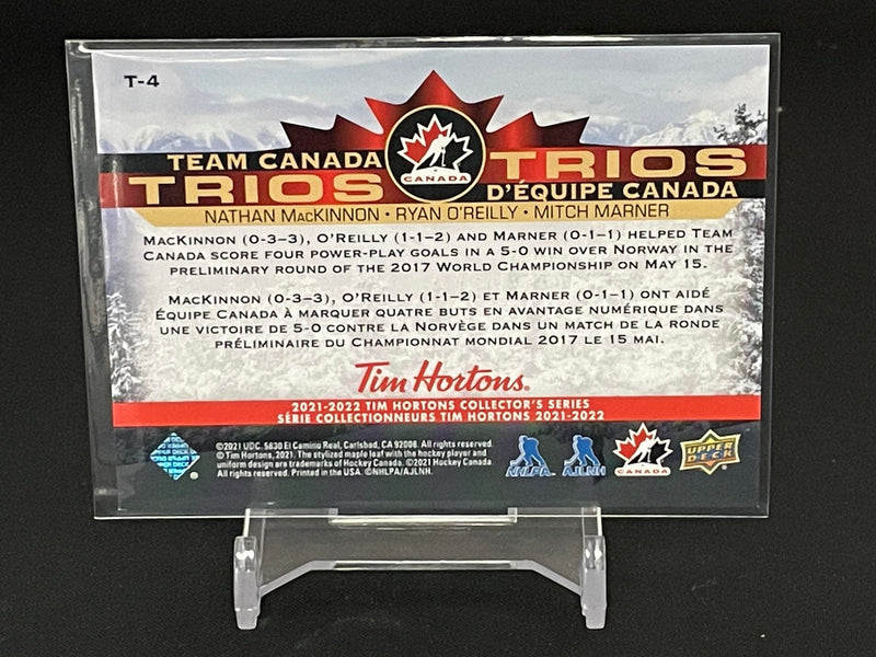 2021 UPPER DECK TIM HORTONS TEAM CANADA - TRIOS - N. MACKINNON / R. O'REILLY / M. MARNER -