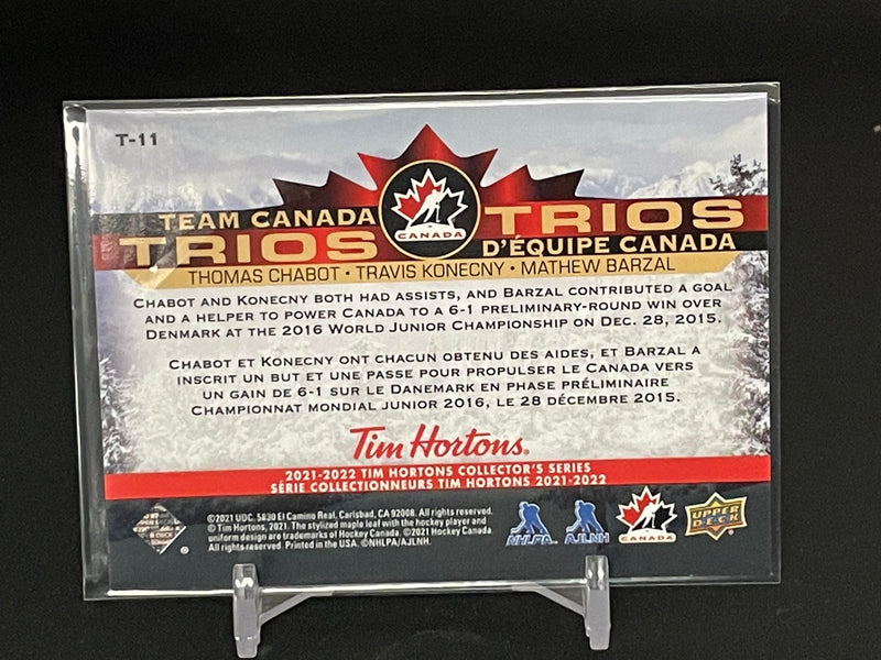 2021 UPPER DECK TIM HORTONS TEAM CANADA - TRIOS - T. CHABOT / T. KONECNY / M. BARZAL -