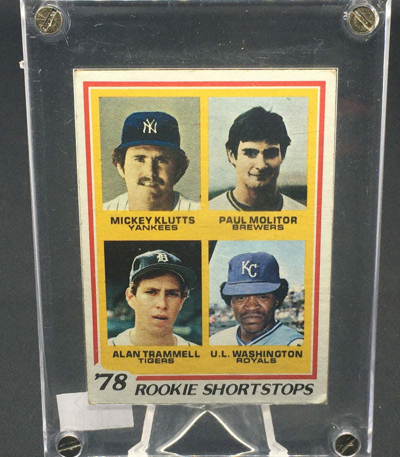 1978 TOPPS CHEWING GUM - M. KLUTTS / P. MOLITOR / A. TRAMMELL / U. WASHINGTON -