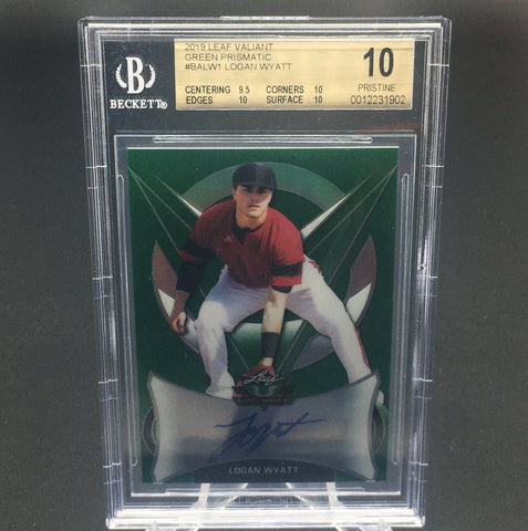 2019 LEAF VALIANT - L. WYATT - #BA-LW1 - #'D/99 - AUTOGRAPH  - GREEN PRISMATIC - BGS 10