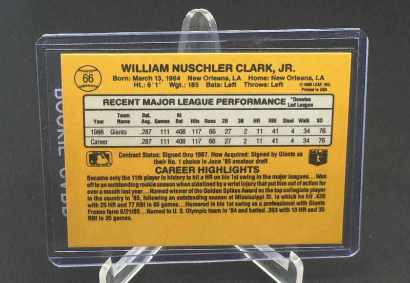 1986 LEAF DONRUSS - W. CLARK -