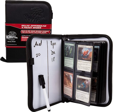 MONSTER 4-POCKET DELUXE ZIPPERBOUND BINDER - BLACK