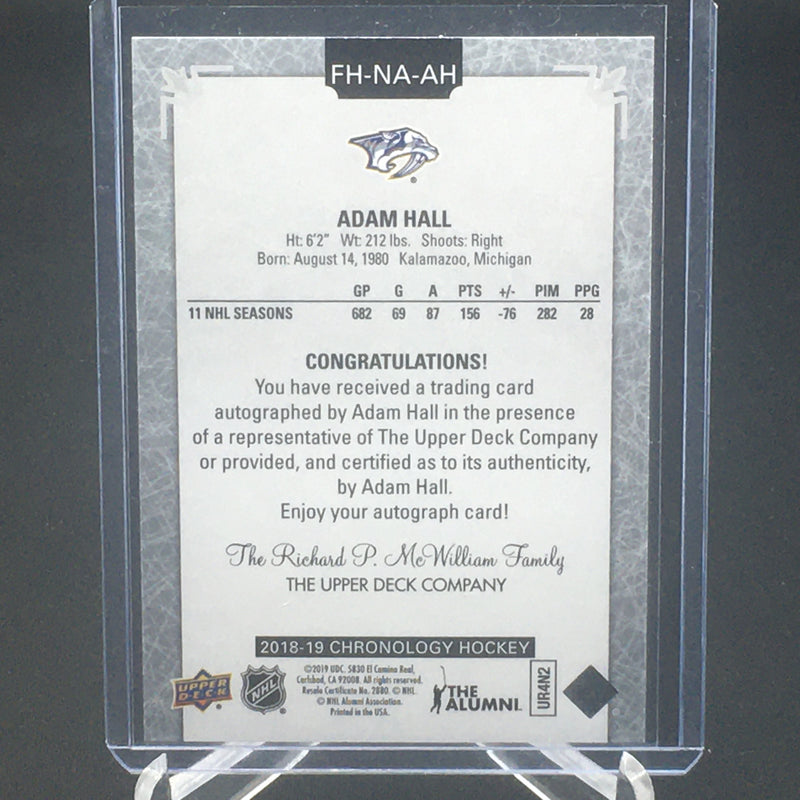 2018 UPPER DECK CHRONOLOGY - FRANCHISE HISTORY - A. HALL -