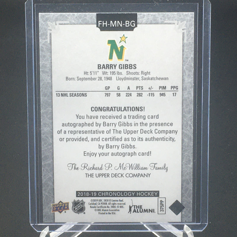 2018 UPPER DECK CHRONOLOGY - FRANCHISE HISTORY - B. GIBBS -
