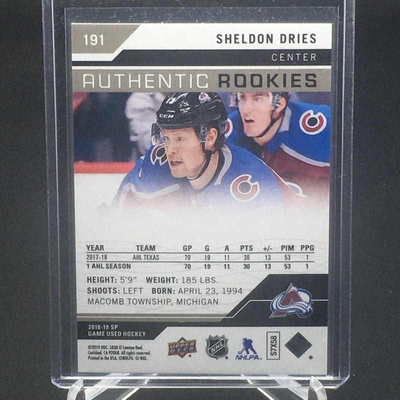 2018 UPPER DECK SP GAME USED - AUTHENTIC ROOKIE - S. DRIES - 191 -