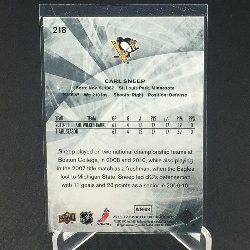 2011 UPPER DECK SP AUTHENTIC - FUTURE WATCH - C. SNEEP - #218 - #'D/999 - RC