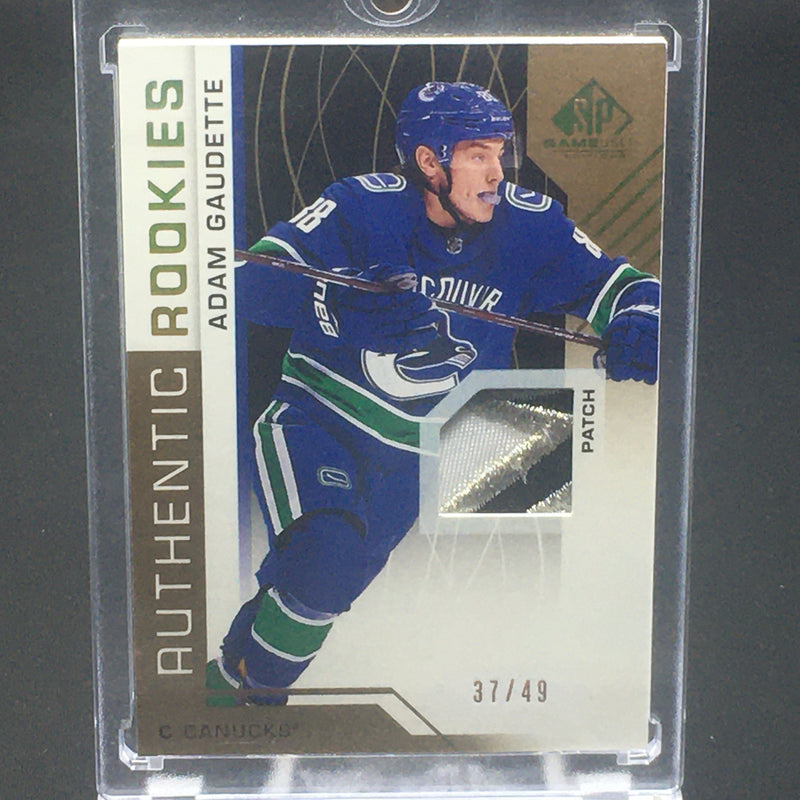 2018 UPPER DECK SP GAME USED - AUTHENTIC ROOKIES - A. GAUDETTE - #195 - #'D/49 - PATCH - RC