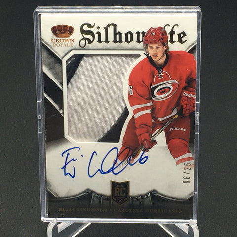 2013 PANINI CROWN ROYALE - SILHOUETTE - E. LINDHOLM - #195 - #'D/25 - PATCH - AUTOGRAPH - RC