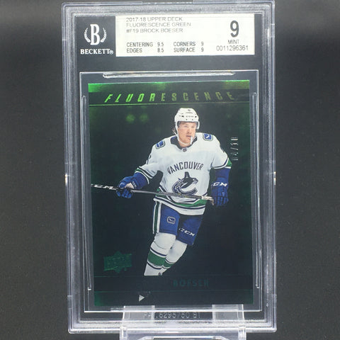2017 UPPER DECK SERIES TWO - FLUORESCENCE - GREEN - B. BOESER - #F-19 - #'D/10 - BGS 9