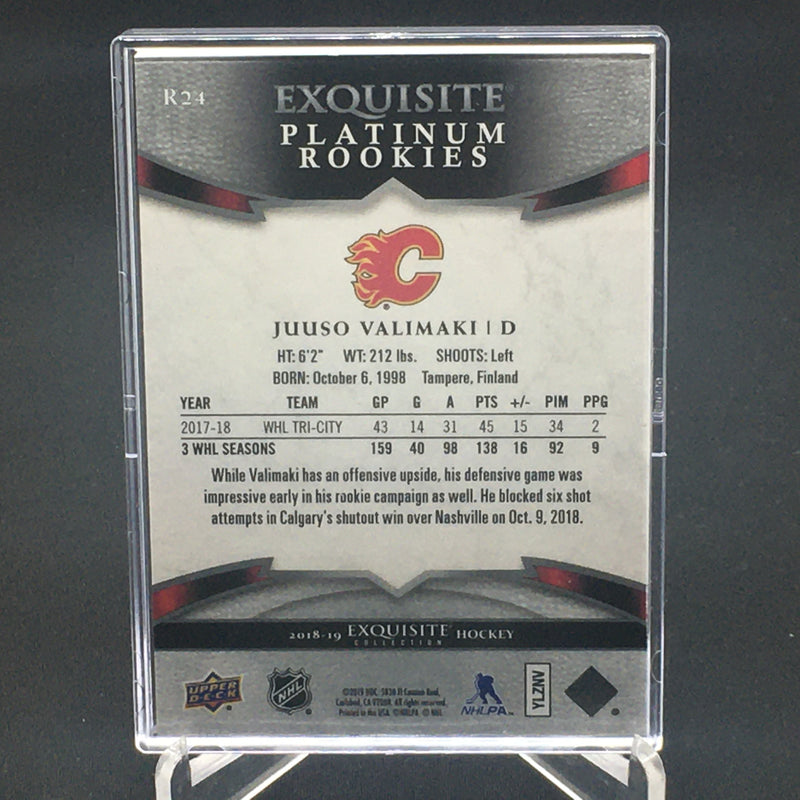 2018 UPPER DECK EXQUISITE - PLATINUM ROOKIES - J. VALIMAKI - #R24 - #'D/299 - RC