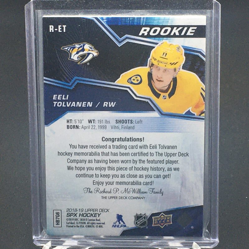 2018 UPPER DECK SPX - ROOKIE - E. TOLVANEN -