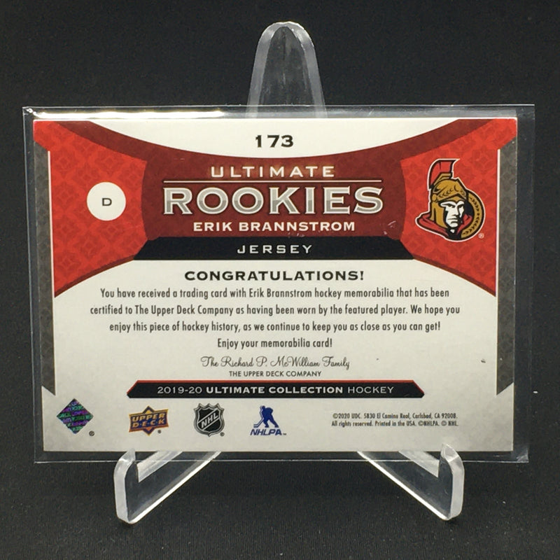 2019 UPPER DECK ULTIMATE COLLECTION - ULTIMATE ROOKIES JERSEY - E. BRANNSTROM - #173 - #'D/399 - JERSEY RELIC - RC